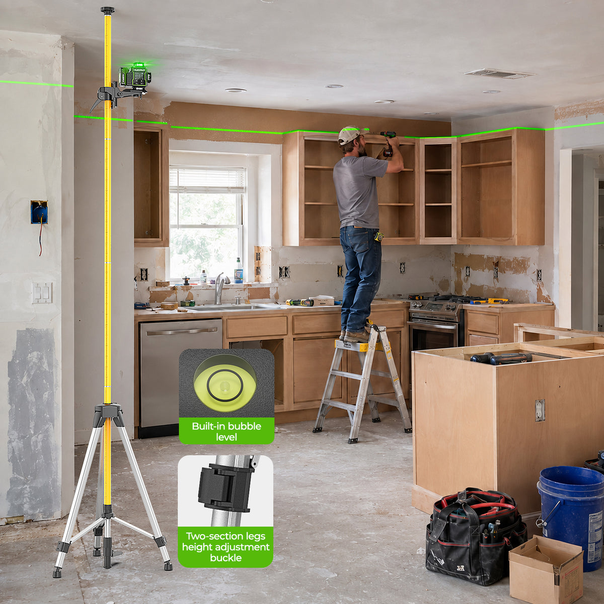 Huepar LP36 - Trépied adaptateur de niveau laser 3,7 m