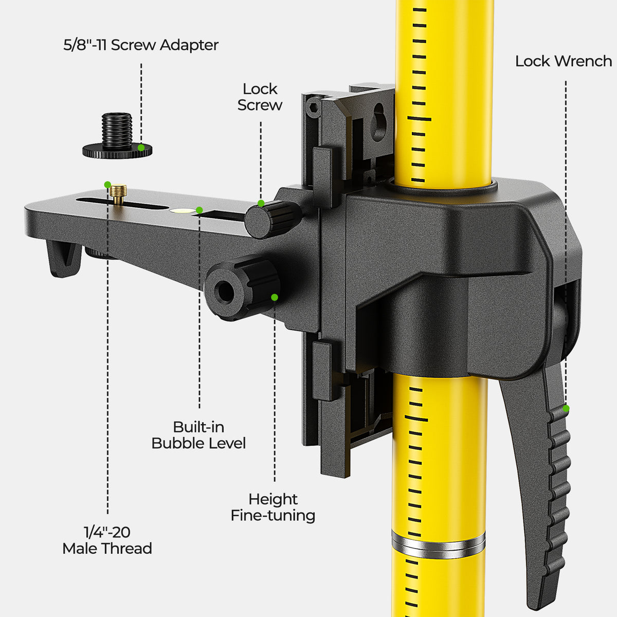 Huepar LP36 - Trépied adaptateur de niveau laser 3,7 m