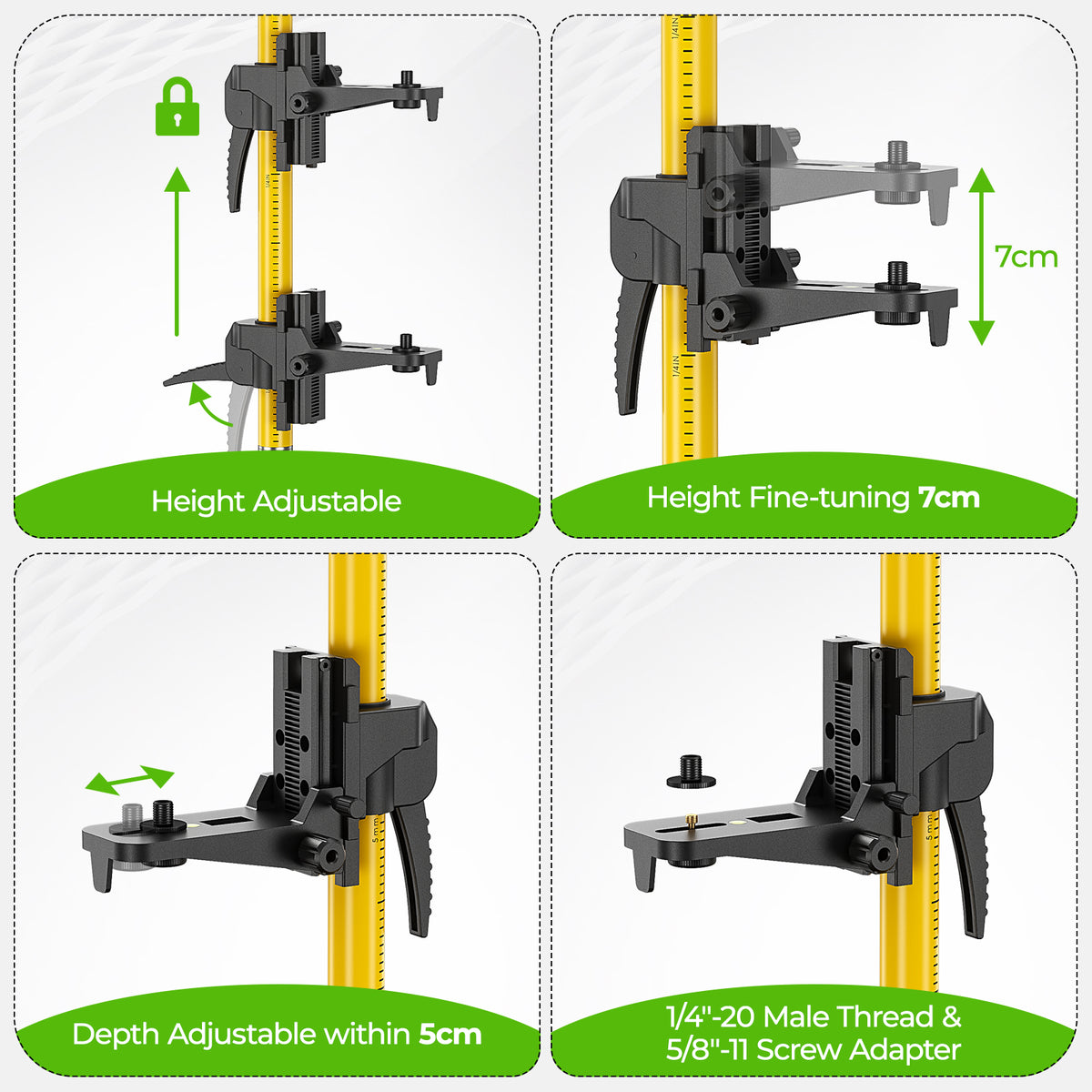 Huepar LP36 - Trépied adaptateur de niveau laser 3,7 m