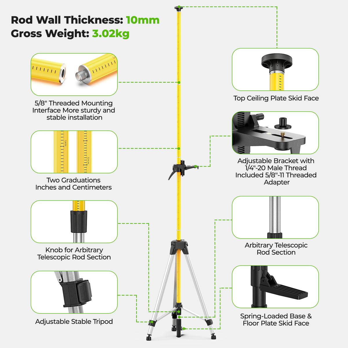 Huepar LP36 - 3,7 m laserski adapter za stativ