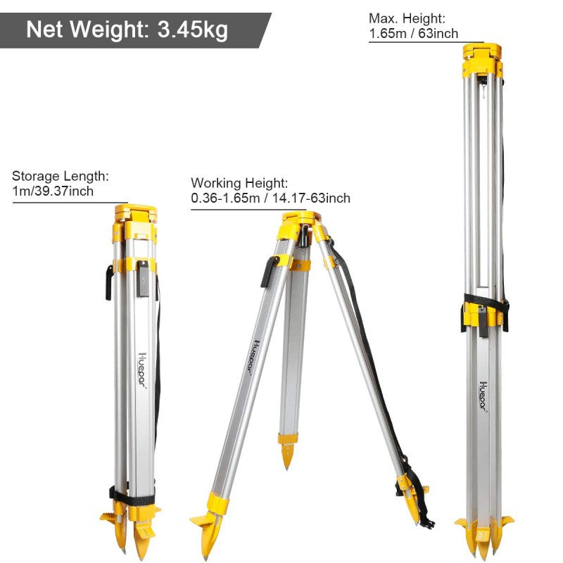 HUEPAR M3Y - 12Ft/3.7m Flat Head Heavy Duty Tripod HUEPAR EU - Laser Level