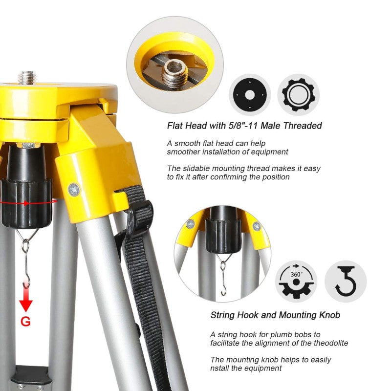 HUEPAR M3Y - 12Ft/3.7m Flat Head Heavy Duty Tripod HUEPAR EU - Laser Level