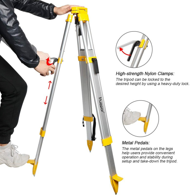 HUEPAR M3Y - 12Ft/3.7m Flat Head Heavy Duty Tripod HUEPAR EU - Laser Level
