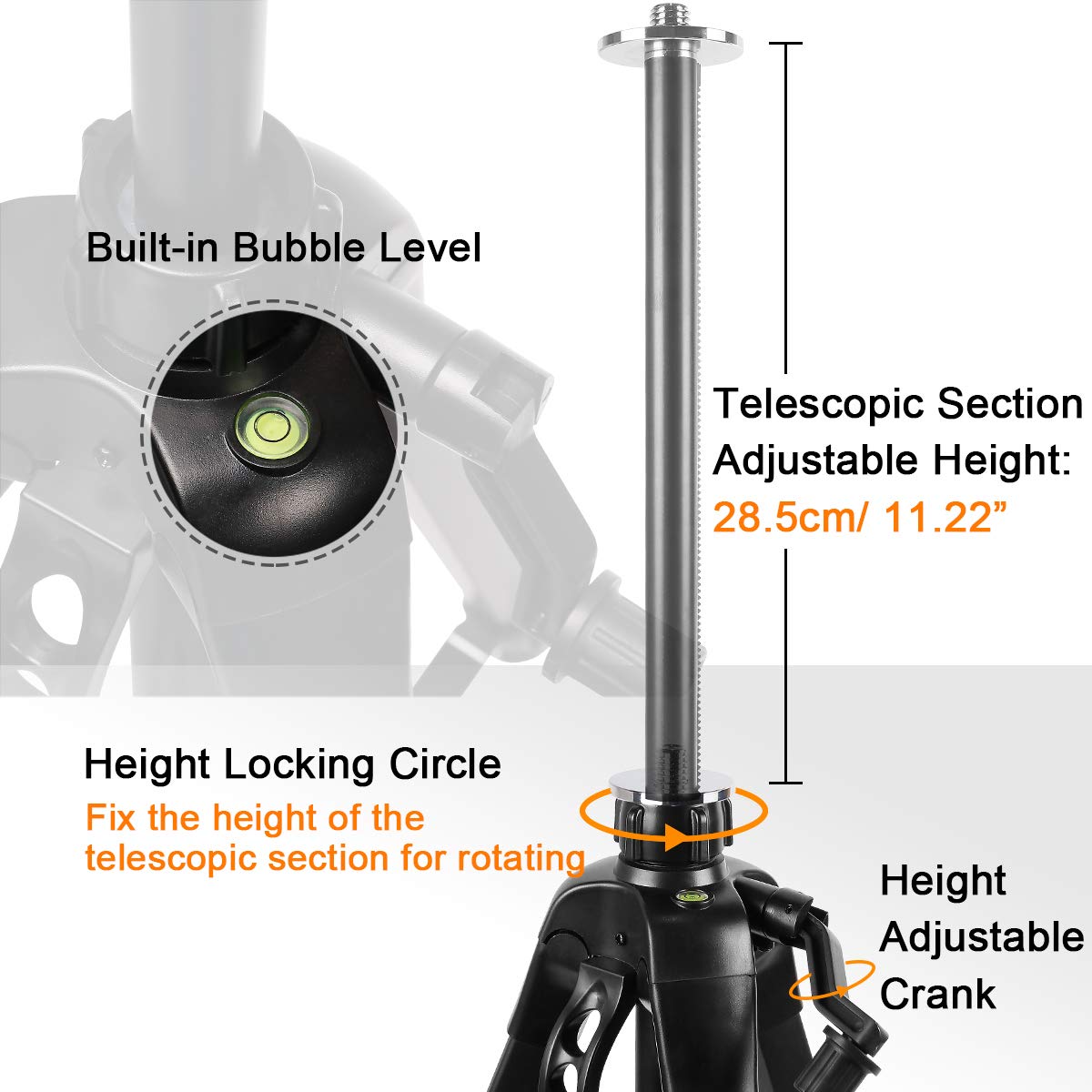HUEPAR TPD16 - 1.6m/5.2ft Flat Head Aluminum Tripod HUEPAR EU - Laser Level