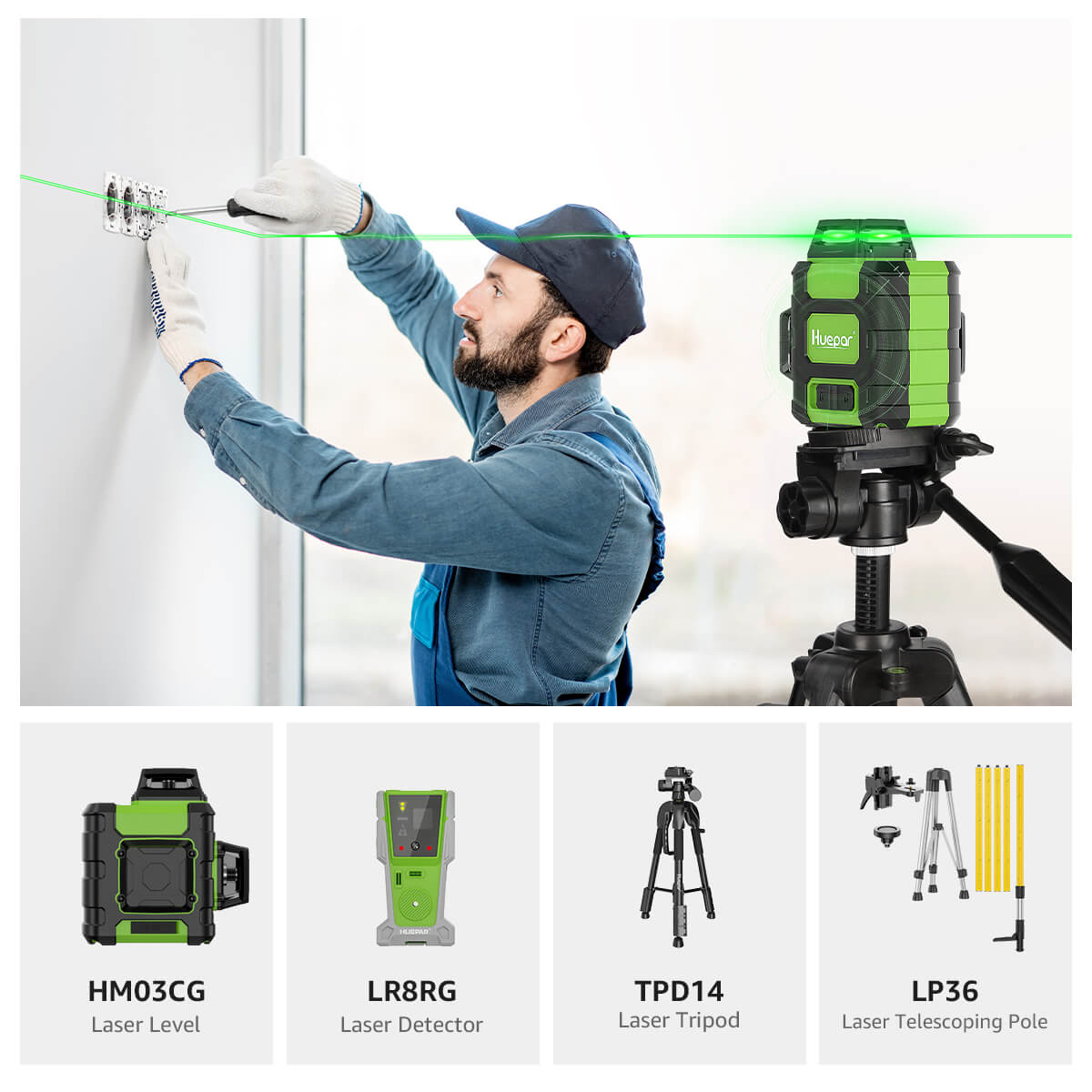 Poziomica laserowa Huepar HM03CG