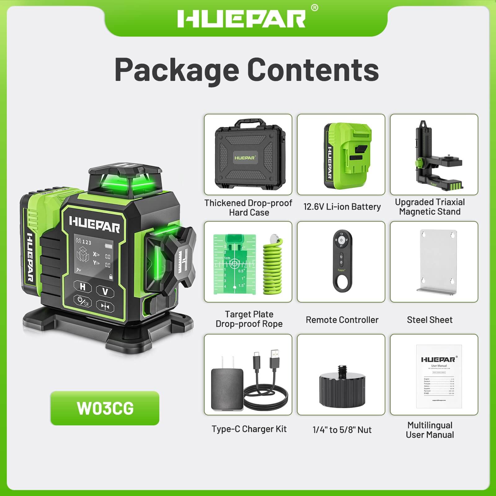 Huepar W03CG Laserwaterpas