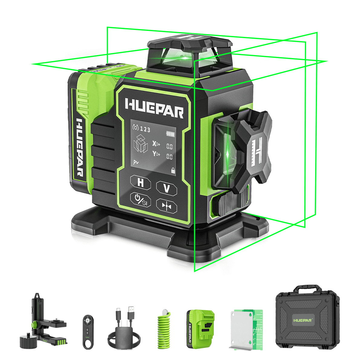 Huepar W03CG High Accuracy 3x360° Green Beam Laser Level HUEPAR EU