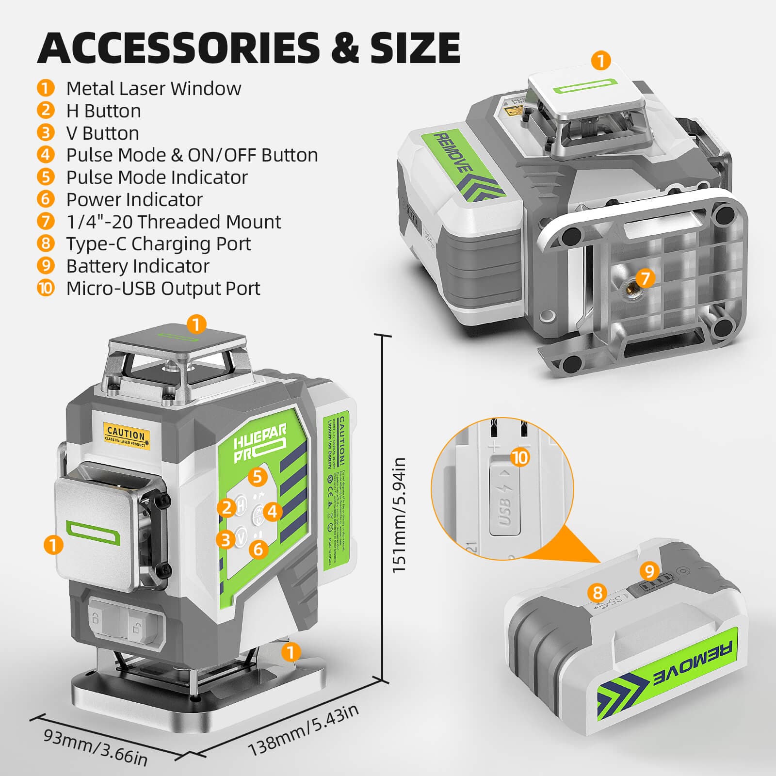 Poziomica laserowa Huepar Pro ZK04CG