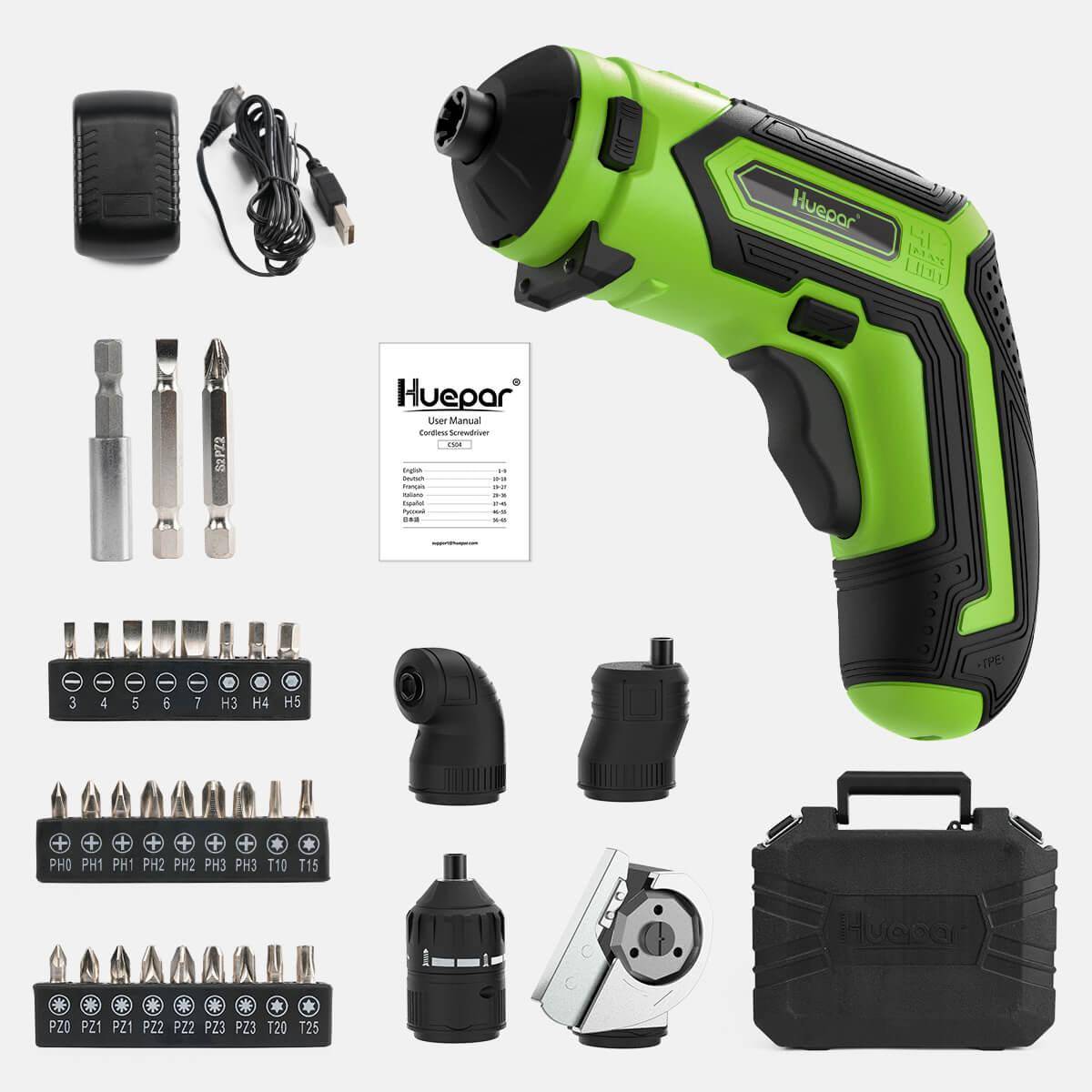 Huepar CS04 - 4V 1.5Ah Max 6Nm Electric Screwdriver Kit - HUEPAR UK