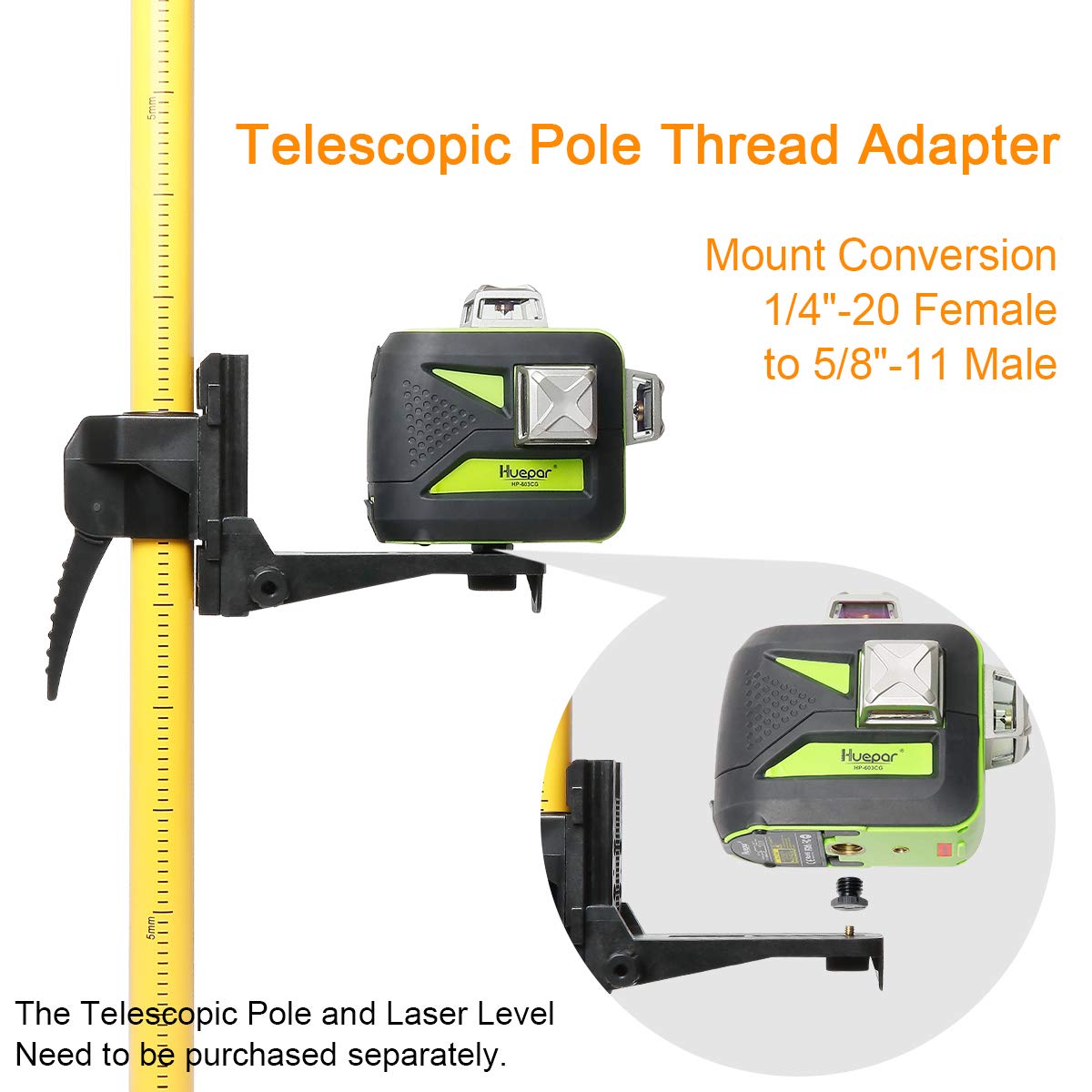 HUEPAR 1/4" -20 Female to 5/8" -11 Male HUEPAR EU - Laser Level