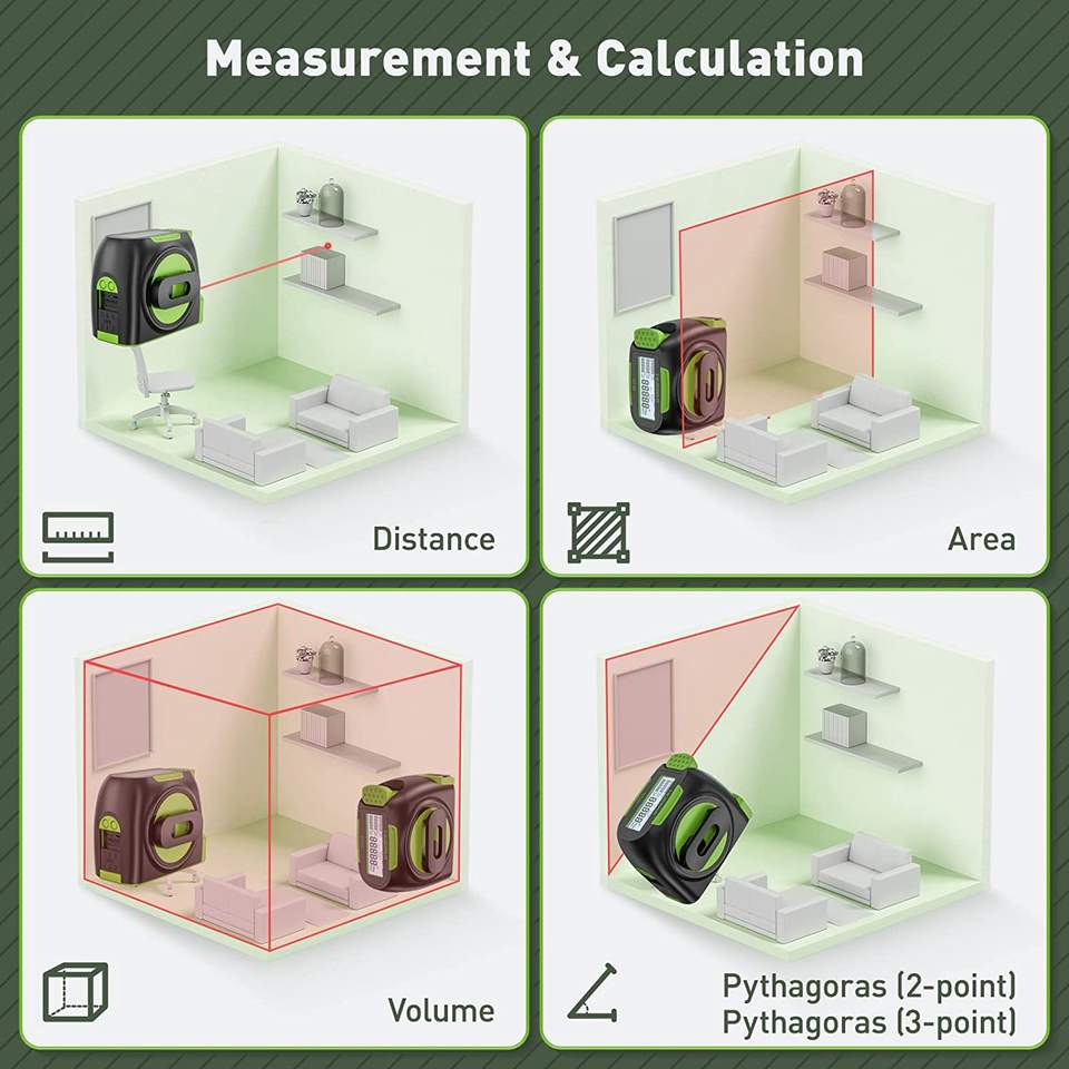 Huepar DT30 - 60M Laser Tape Measure Digital Distance Meter