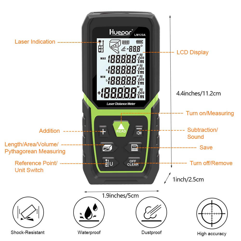 Huepar X6-LM120 Smart Laser Distance Meter - Precision & Efficiency Huepar X6-LM120 Smart Laser Distance Meter - Precision & Efficiency