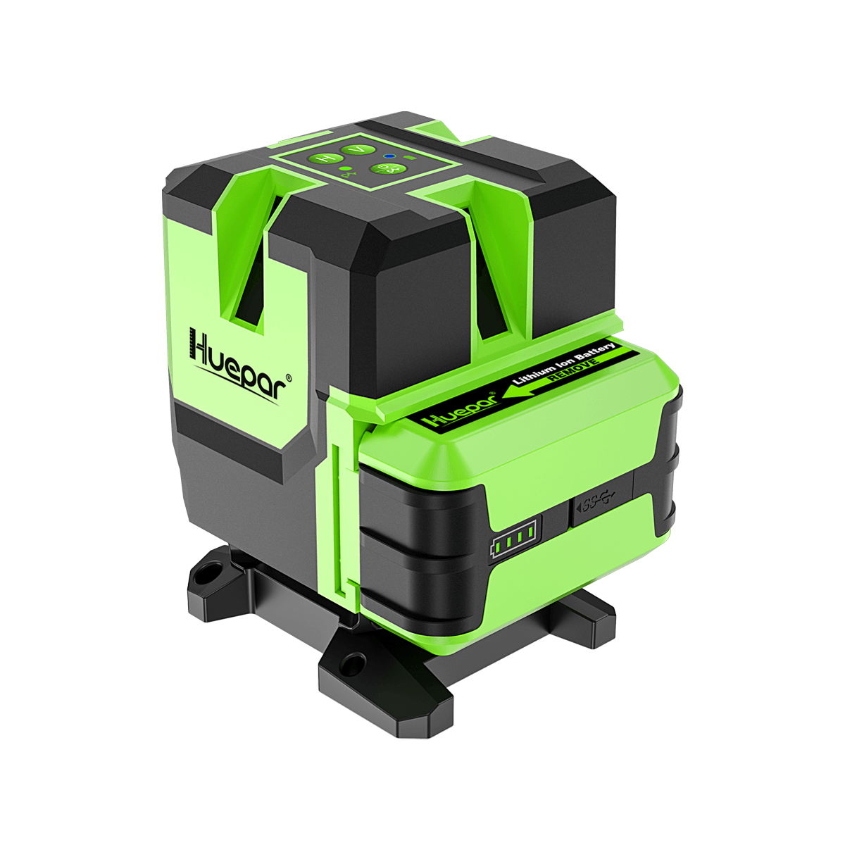 Huepar Self-Leveling Green Laser Level 360 Cross Line with 2 Plumb Dots  Laser Tool -360-Degree Horizontal Line Plus Large Fan Angle of Vertical  Beam with Up & Down Points -Magnetic Pivoting Base
