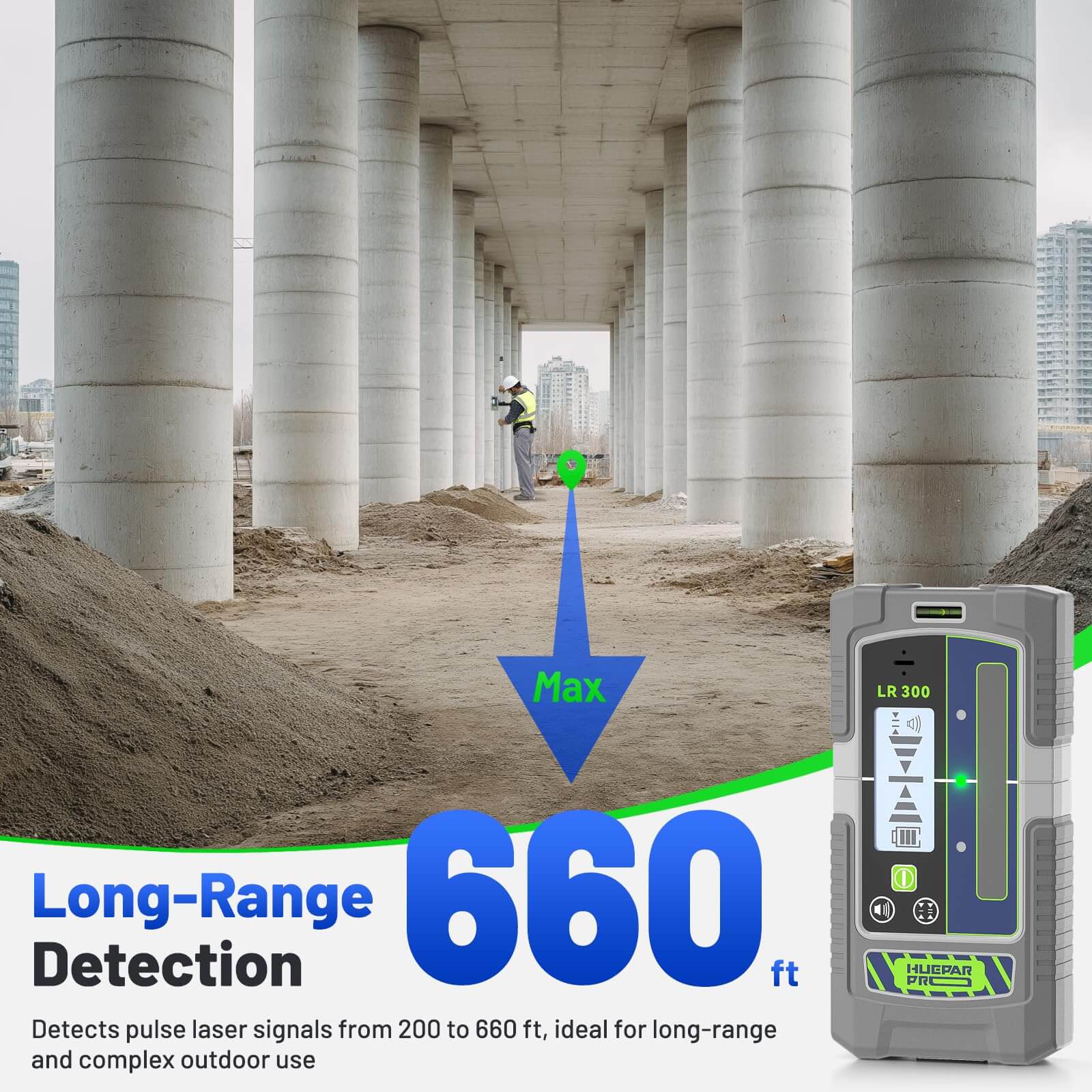 Huepar Pro LR300 - Laser Detector/Line Laser Receiver