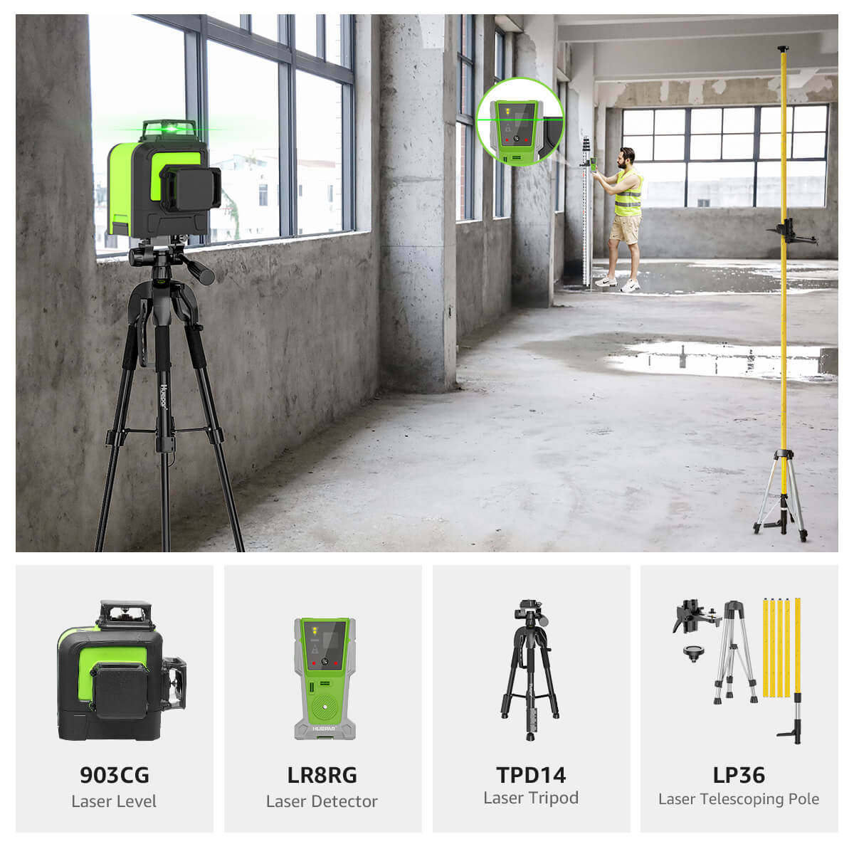 HUEPAR 903CG SelfLeveling Green Laser Level Cross Line Green Laser