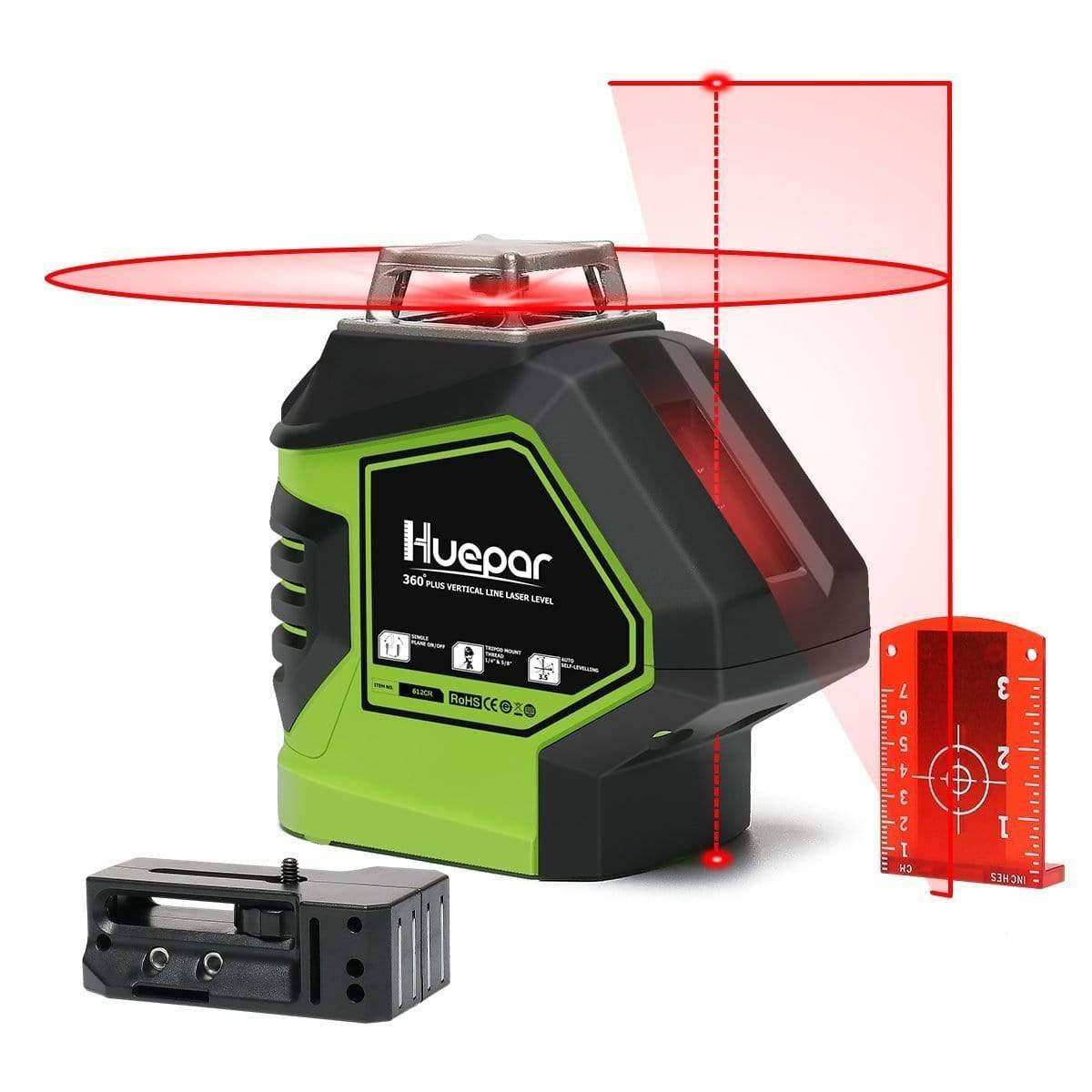 Huepar 621CR - Self-Leveling Laser Level Red Cross Line with 2 Plumb Dots Laser Tool