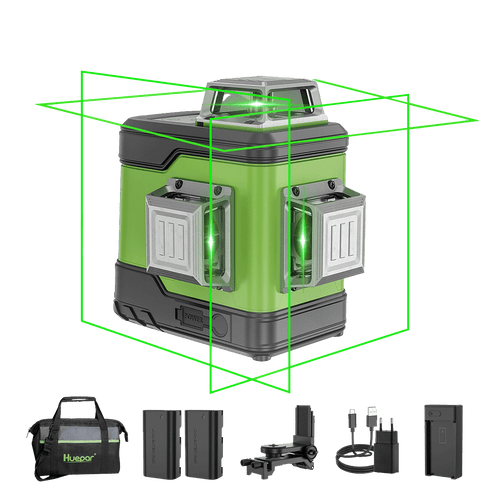 Huepar 503CG – selbstnivellierender 3D-Kreuzlinienlaser mit grünem Strahl