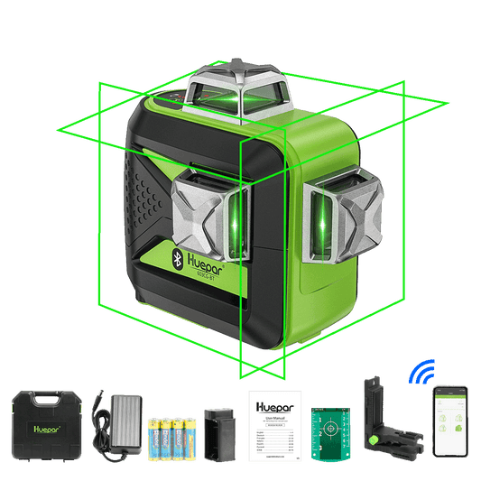 Huepar 603BT-H - Poziomica laserowa 3D Green Beam 3 x 360° z twardą obudową