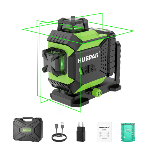 Huepar 703CG - 12 linii Samopoziomujący laser krzyżowy Osram Green Beam z twardym futerałem