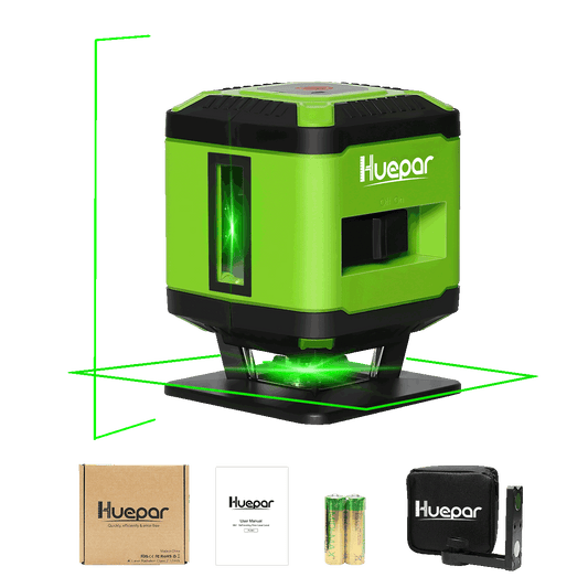 Huepar FL360G - Nivel láser para suelos de baldosas Herramientas de nivel láser para suelos con Rayo verde de 360 ​​grados