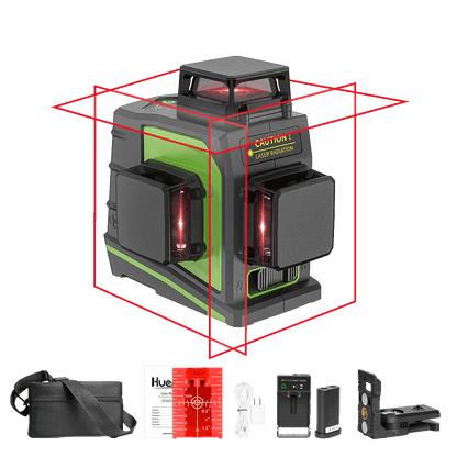 Huepar GF360R - Nivel Láser Autonivelante 3D 3x360 Línea Cruz Roja 