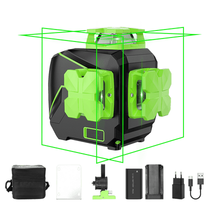 Huepar S03DG-L – 3 x 360° selbstnivellierender Laser, Kreuzlinienlaser, Fliesenboden-Laserwerkzeug