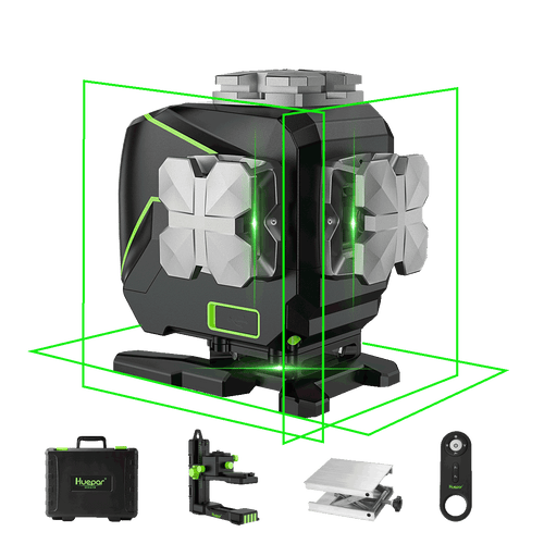 Huepar S03DG - 3D samonivelirajuća laserska libela s 12 linija s LCD zaslonom Bluetooth povezano